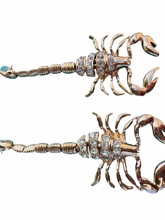 Jewelry - Large Rhinestone Scorpion Earrings Gold Tone Zodiac Scorpio